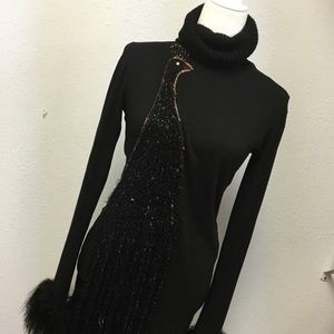 Peacock faux fur dress Like New